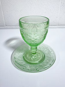 Depression Glass Goblet and Saucer