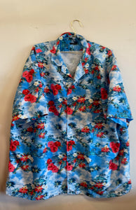 Tropical Shirt With Red Hibiscus Flowers