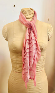 Frilly Ribbed Pink Scarf