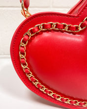 Load image into Gallery viewer, Red Heart Purse with Gold Chain Detail
