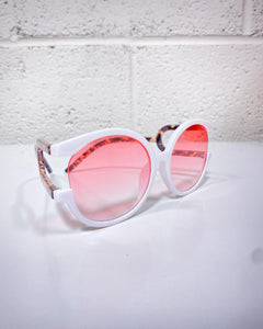 White Sunnies with Pink Lenses