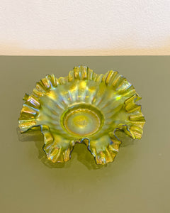 Vintage Green Carnival Glass Catchall