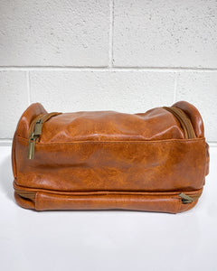 Brown Faux Leather Toiletries Bag