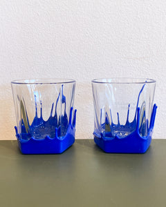 Pair of Maker’s Mark Blue Wax Whiskey Glasses