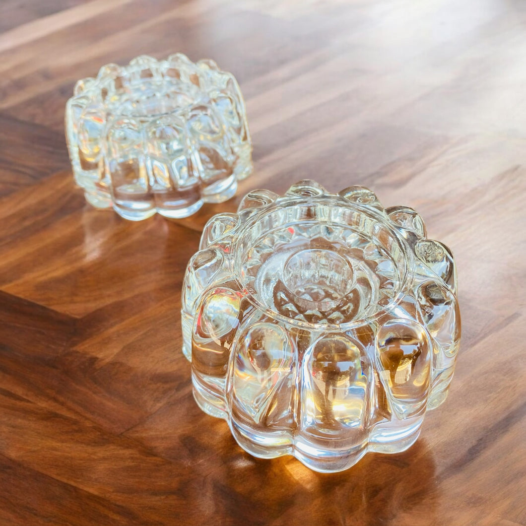 Vintage Candle Holders Glass Swedish