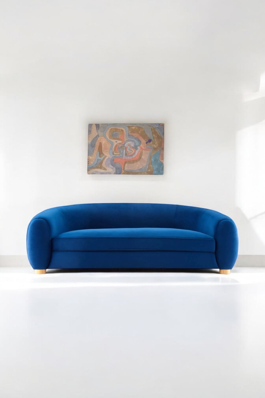 Electric Blue Curved Back Sofa