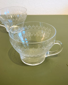 Vintage Pair of Small Needle Etched Cups