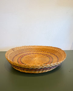 Vintage Round Wicker Tray