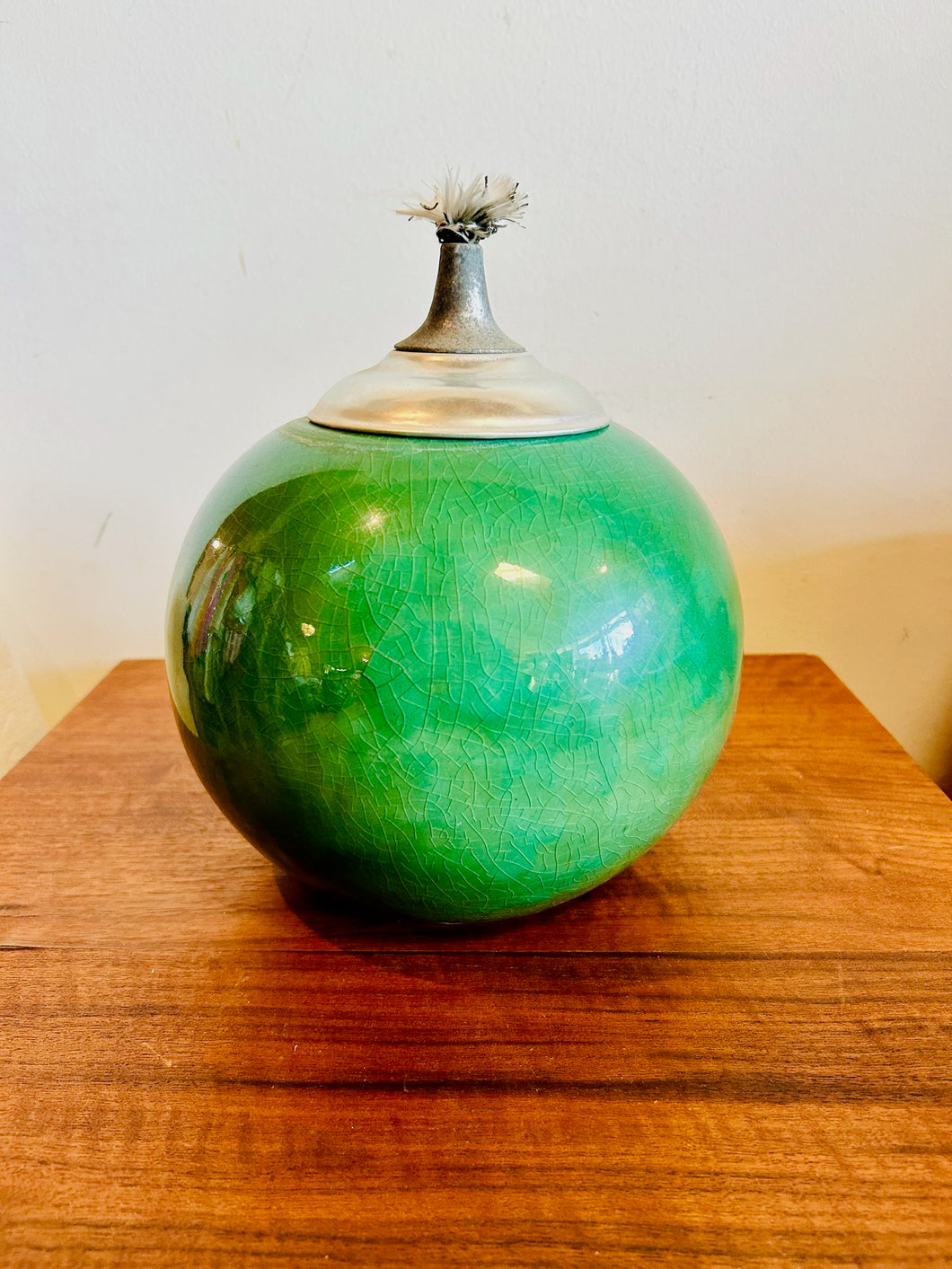 Vintage Ceramic Green Oil Lighter Lamp