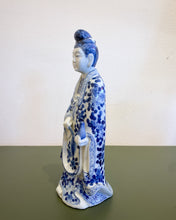 Load image into Gallery viewer, Traditional Blue and White Porcelain Chinese Figure in Robe
