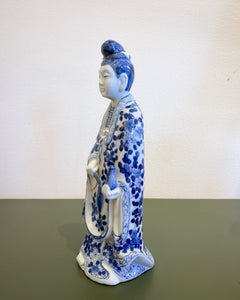 Traditional Blue and White Porcelain Chinese Figure in Robe