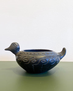 Vintage Black Ceramic Duck Bowl