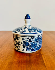 Ceramic Blue and White Sugar Bowl