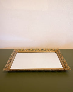 Vintage Gold Rectangular Vanity Tray