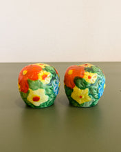 Load image into Gallery viewer, Vintage Mini Japanese Floral Ceramic Salt and Ppper Shakers-
