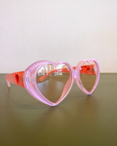 Pink Heart Glasses with Red Heart Detail