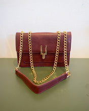 Load image into Gallery viewer, Burgundy Purse with Gold Chain
