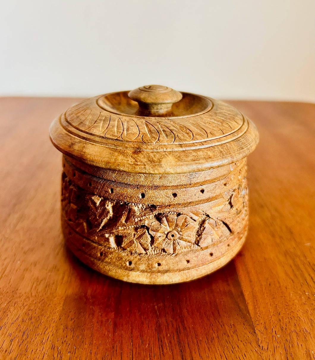 Wooden Handcarved Trinket Jewelry Box