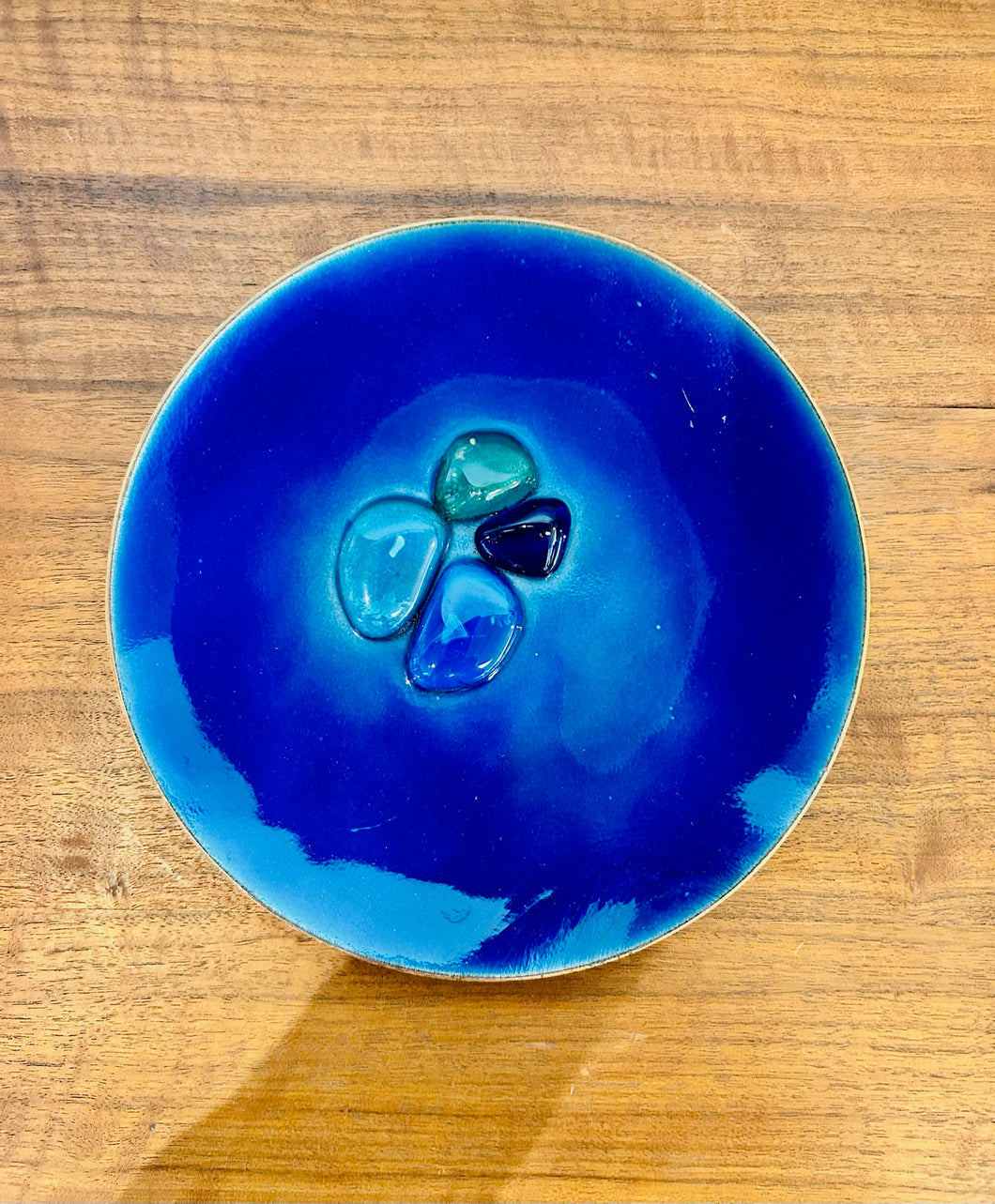 Mid Century Cobalt Blue Enamel on Copper Catchall