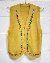 Load image into Gallery viewer, Mustard Knit Vest with Flowers
