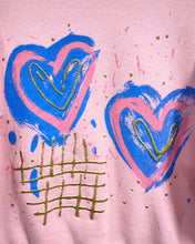 Load image into Gallery viewer, Vintage Baby Pink Sweatshirt with Gitter Hearts
