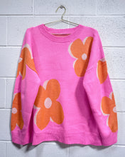 Load image into Gallery viewer, Pink and Orange Flower Power Sweater
