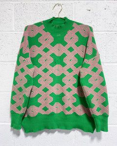 Pink and Green Pullover Sweater (XL)