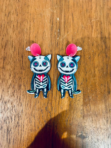 Dia de Los Muertos Cat Earrings