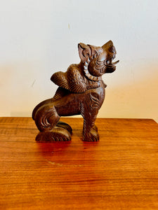 Carved Wood Foo Dog Statue