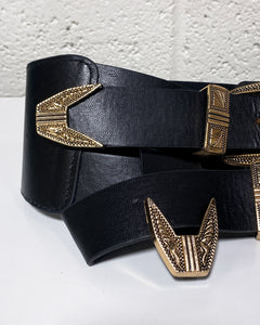 Double Strap Black Elastic Belt