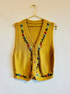 Knitted Flowered Sweater Vest