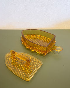 Vintage Amber Imperial Iron Candy Dish