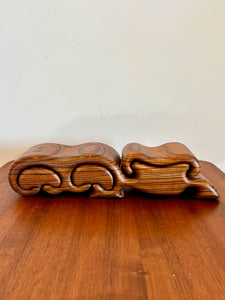 Trinket box in zebra wood with three small drawers