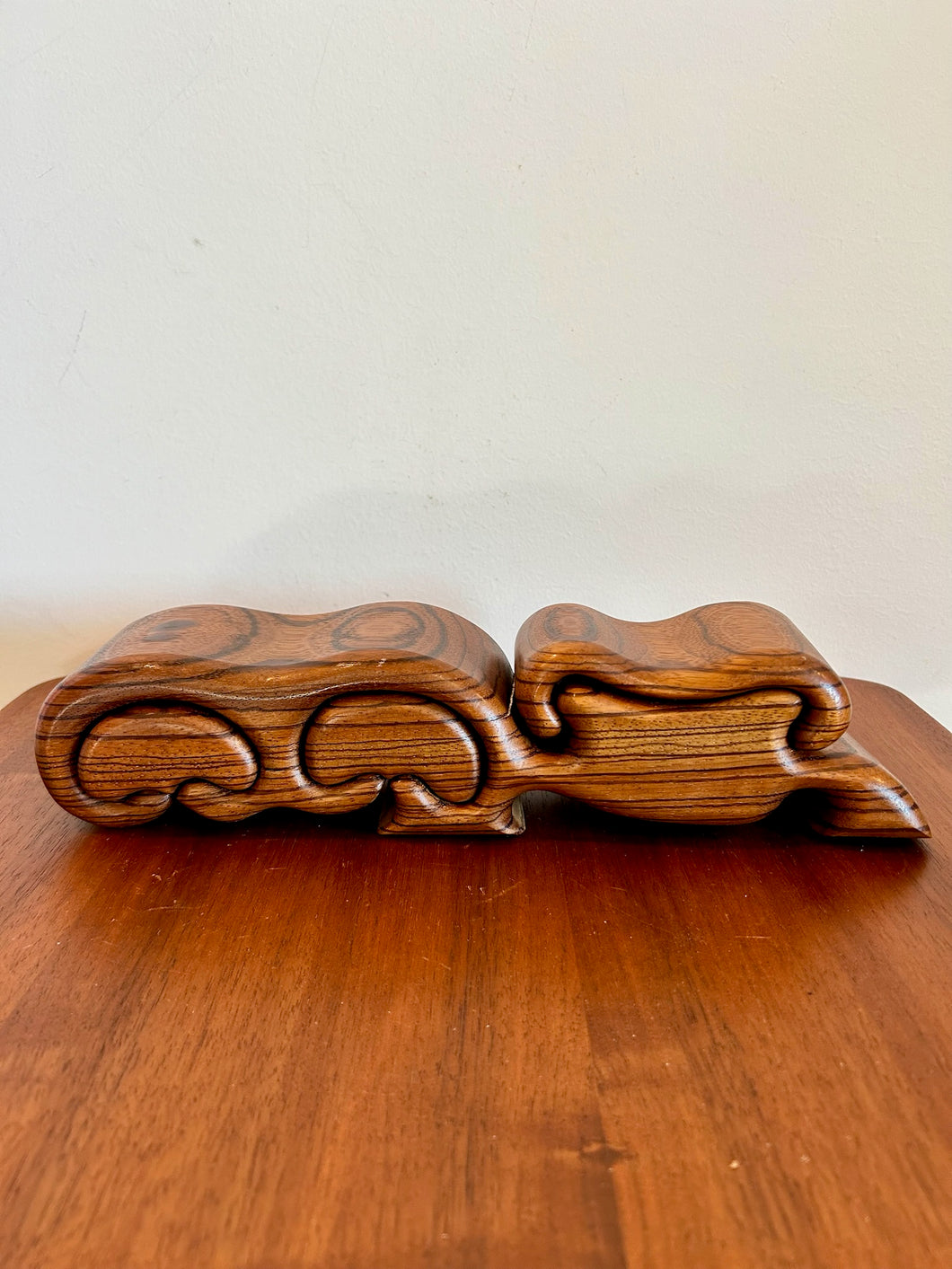 Trinket box in zebra wood with three small drawers