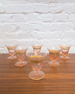 Vintage Tiffin Pink Cocktail Glasses-  Set of 6