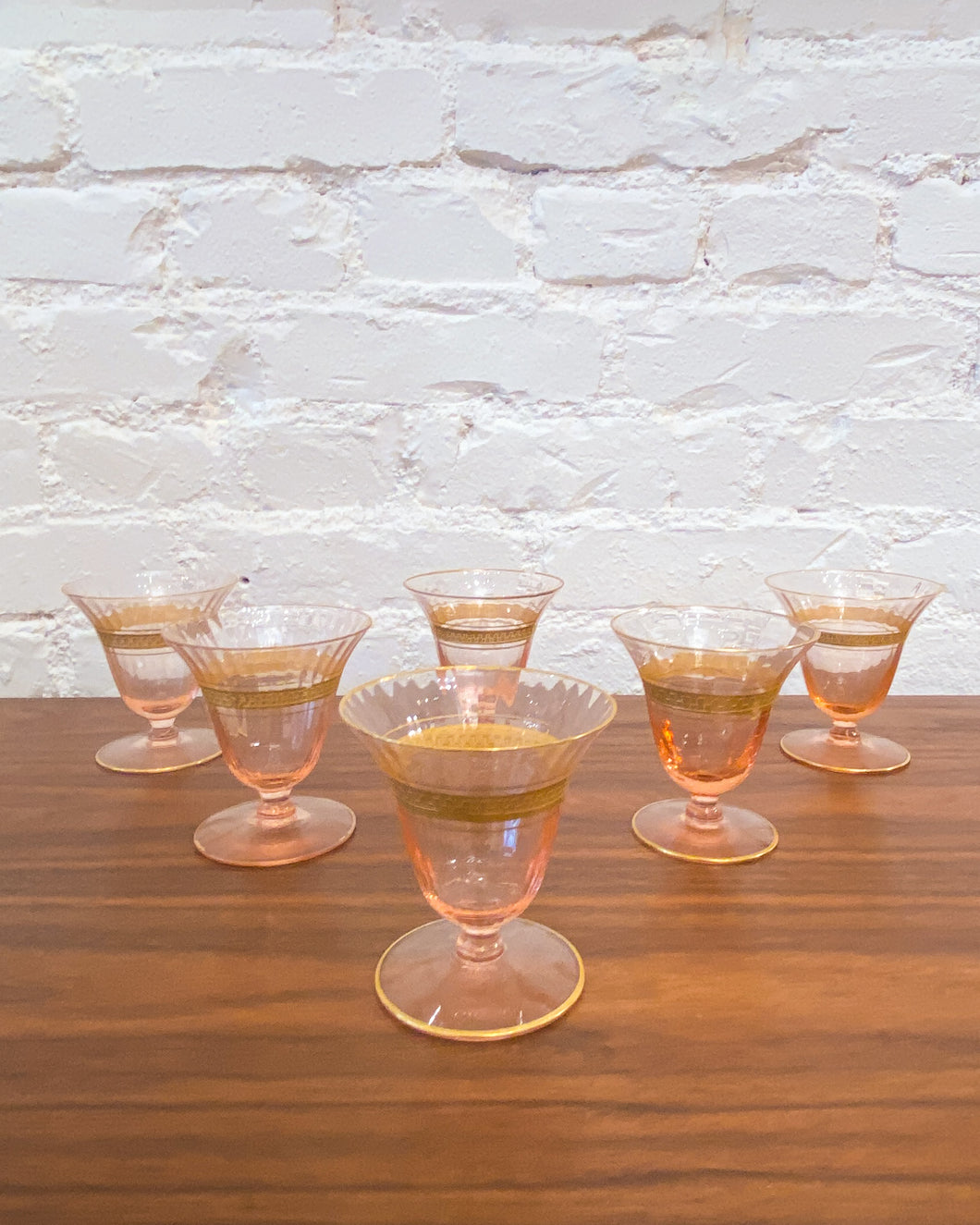 Vintage Tiffin Pink Cocktail Glasses-  Set of 6