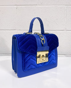 Bright Blue Velvet Handbag