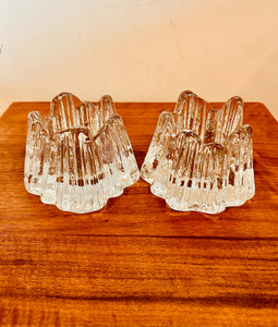 Vintage Swedish Nybro Crystal Volcano Candle Holder set of 2