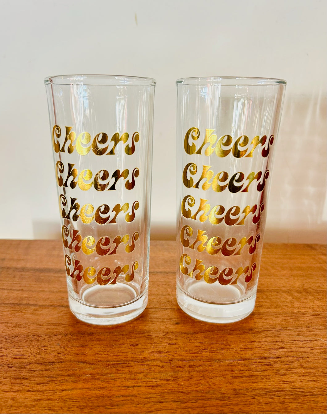 Gold Cheers Celebration Tall Glass set