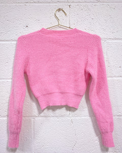 Pink Crop Sweater with Heart (M)