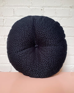 Round Textured Black Pillow