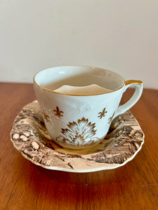 Lefton Porcelain Mustache Cup Mug w/Gold Gilt Flowers Cup