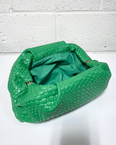 Kelly Green Woven Clutch