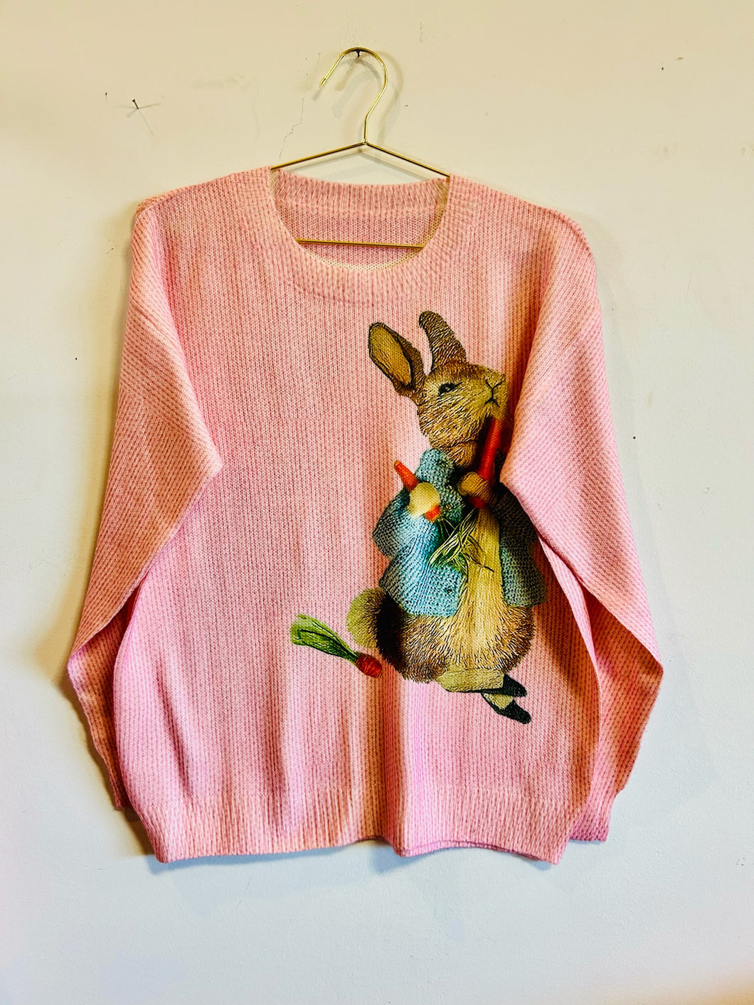 Spring Rabbit in Pink Sweater