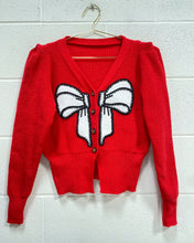 Load image into Gallery viewer, Red Cardigan with White Bow Detail (M)
