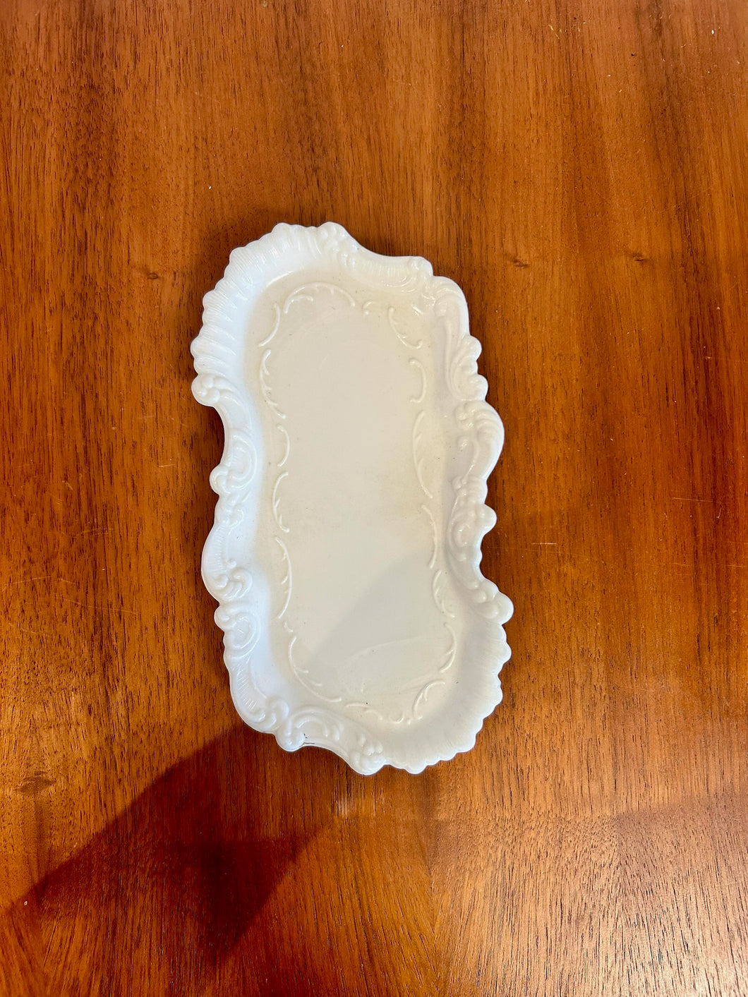 White Milk Glass Trinket Dish