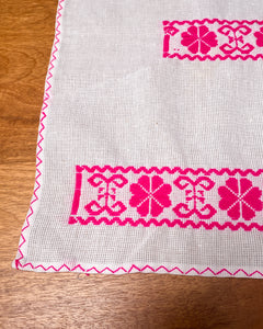 Bright Pink Embroidered Table Topper/Napkin