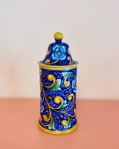 Mexican Hand Painted Folk Art Jar with Lid