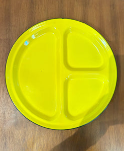 Vintage Yellow Metal Enamel Divided Camping Plate