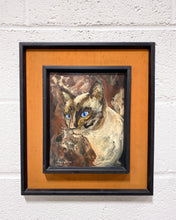 Load image into Gallery viewer, Vintage Framed Siamese Cat Painting by Joyce Stone
